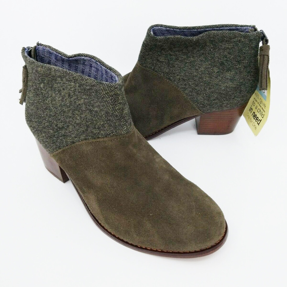 Toms Shoes - Toms Womens Leila Booties Tarmac Olive Suede Boots